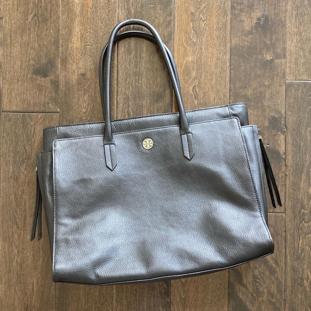 Tory Burch Charcoal Leather Tote